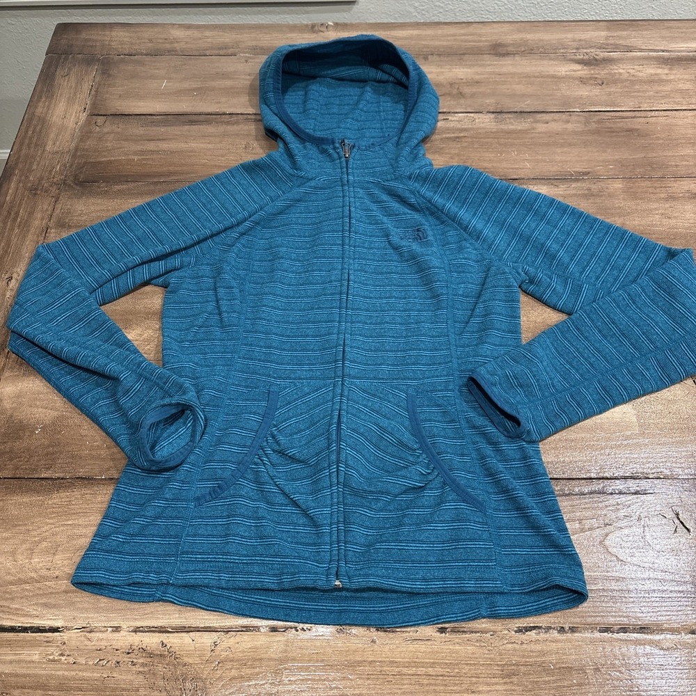 The North Face Fleece Women's Hooded Zip Up Jacket Hoodie Heather Teal Size S